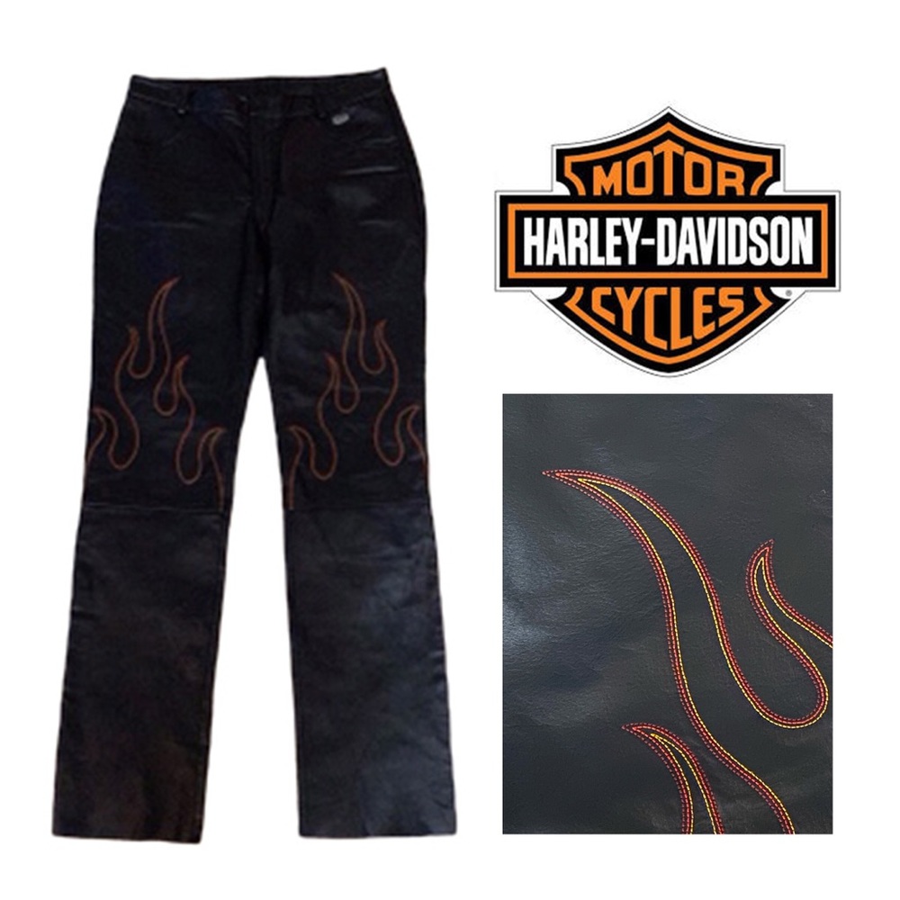 NWOT Harley Davidson Leather Flame Pants 12